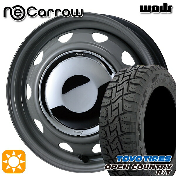【取付対象】軽トラ 145/80R12 80/78N LT トーヨー オープンカントリー R/T Weds ウェッズ ネオキャロ グレー/クロームキャップ 12インチ 3.5J 4H100 +34 サマータイヤホイールセット