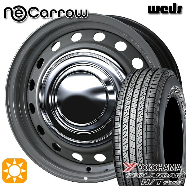 【取付対象】200系ハイエース 195/80R15 107/105L ヨコハマ ジオランダー H/T G056 Weds ウェッズ ネオキャロ グレー/クロームキャップ 15インチ 6.0J 6H139.7 +35 サマータイヤホイールセット