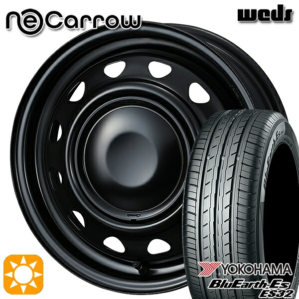 【取付対象】155/65R14 75S ヨコハマ ブルーアース ES32 Weds ネオキャロ セミマットブラック/セミマットブラックキャップ 14インチ 4.5J 4H100 +45 サマータイヤホイールセット |エムオートギャラリー