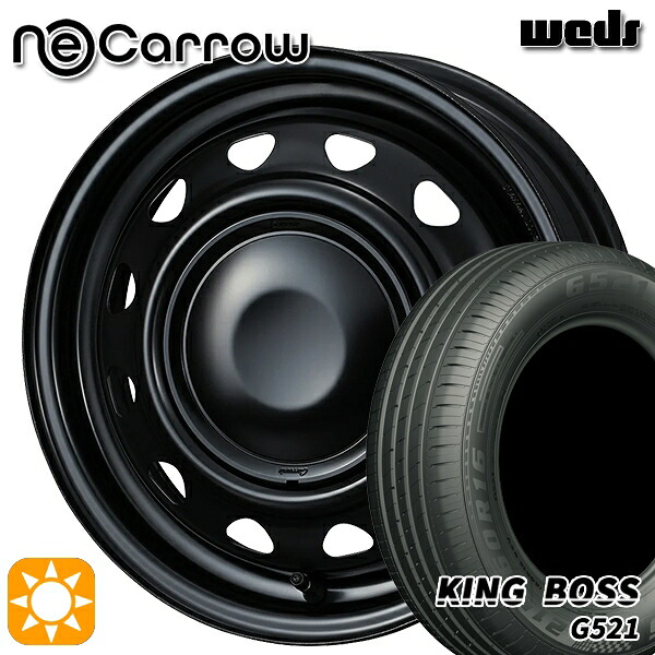 【取付対象】165/60R14 75H キングボス G521 Weds ネオキャロ セミマットブラック/セミマットブラックキャップ 14インチ 4.5J 4H100 +45 サマータイヤホイールセット |エムオートギャラリー