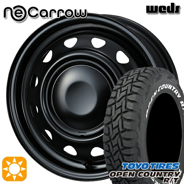 【取付対象】155/65R14 75Q ホワイトレター トーヨー オープンカントリー R/T Weds ネオキャロ セミマットブラック/セミマットブラックキャップ 14インチ 4.5J 4H100 +45 サマータイヤホイールセット