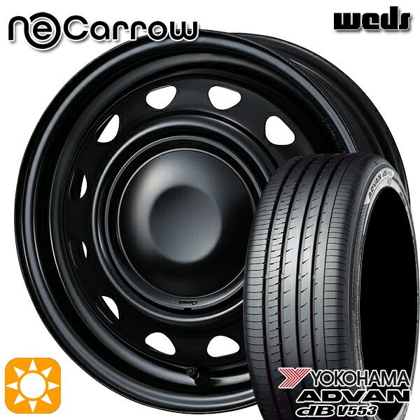 【取付対象】155/65R14 75H ヨコハマ アドバンデシベル V553 Weds ネオキャロ セミマットブラック/セミマットブラックキャップ 14インチ 4.5J 4H100 +45 サマータイヤホイールセット