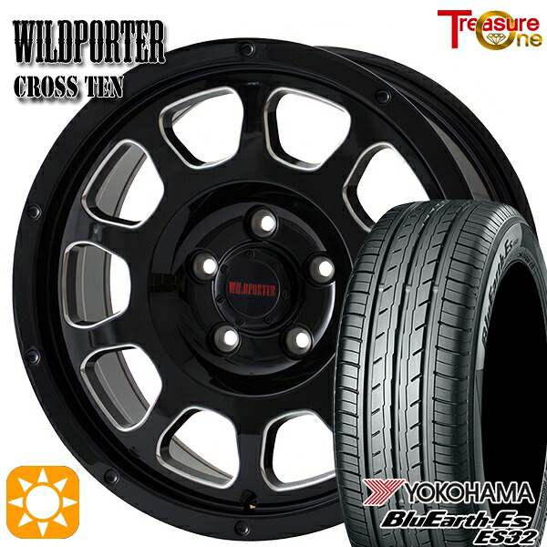 【取付対象】195/60R16 89H ヨコハマ ブルーアース ES32 トレジャーワン ワイルドポーター クロステン BK/SM 16インチ 7.0J 5H114.3 サマータイヤホイールセット