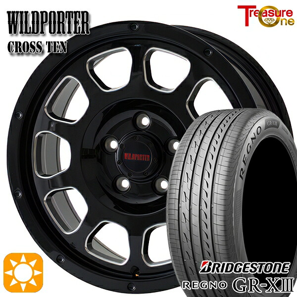 【取付対象】フォレスターSK9/SKE エクストレイル 225/55R17 97W ブリヂストン レグノ GR-X3 トレジャーワン ワイルドポーター クロス10 ブラックサイドミーリング 17インチ 7.5J 5H114.3 サマータイヤホイールセット
