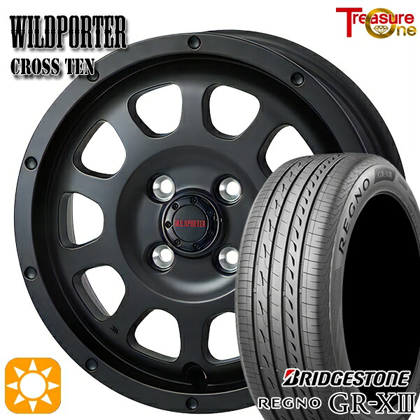 【取付対象】アクア デミオ ノート 195/55R16 91V XL ブリヂストン レグノ GR-X3 トレジャーワン ワイルドポーター クロステン マットブラック 16インチ 6.0J 4H100 サマータイヤホイールセット
