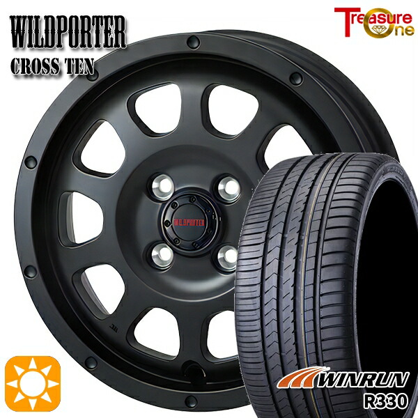 【取付対象】アクア デミオ ノート 195/55R16 87V ウィンラン R330 トレジャーワン ワイルドポーター クロステン マットブラック 16インチ 6.0J 4H100 サマータイヤホイールセット |エムオートギャラリー