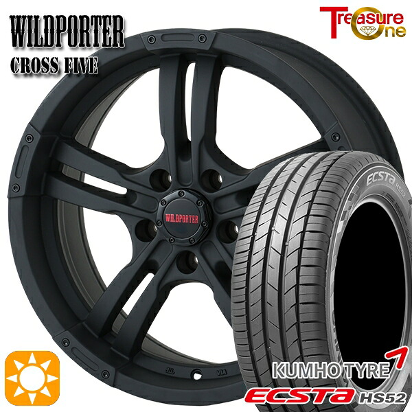 【取付対象】C-HR カローラクロス 215/60R17 100V XL クムホ エクスタ HS52 トレジャーワン ワイルドポーター クロスファイブ マットブラック 17インチ 7.5J 5H114.3 サマータイヤホイールセット ｜エムオートギャラリー