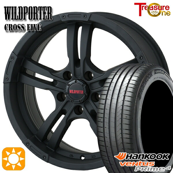 【取付対象】C-HR カローラクロス 215/60R17 96V ハンコック veNtus PRime4 K135A トレジャーワン ワイルドポーター クロスファイブ マットブラック 17インチ 7.5J 5H114.3 サマータイヤホイールセット