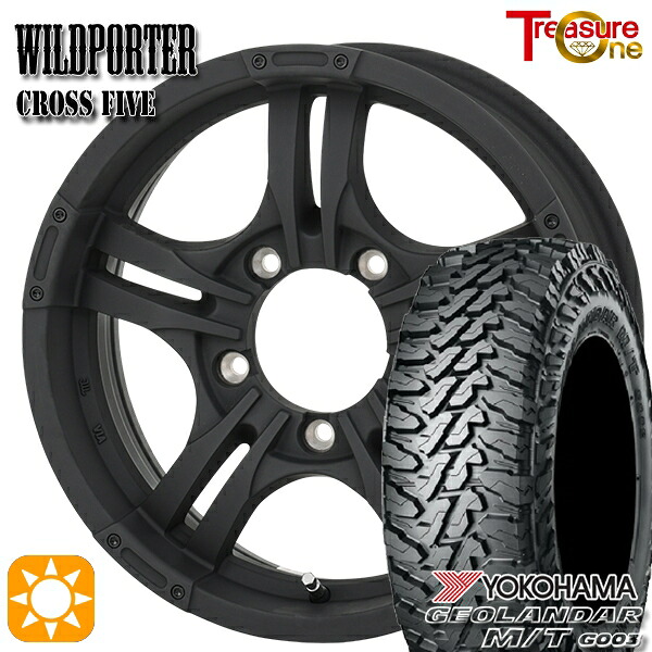 【取付対象】ジムニー 185/85R16 105/103N LT ヨコハマ ジオランダーM/T G003 トレジャーワン ワイルドポーター クロスファイブ マットブラック 16インチ 5.5J 5H139.7 +22 サマータイヤホイールセット ｜エムオートギャラリー