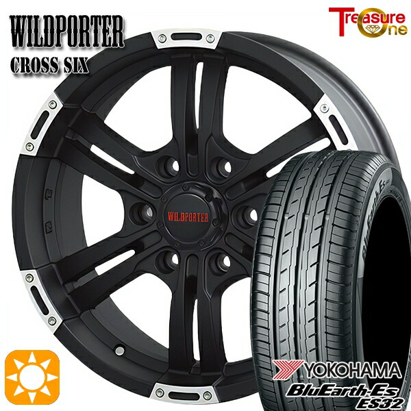 【取付対象】215/60R17 96H ヨコハマ ブルーアース ES32 トレジャーワン ワイルドポーター クロスシックス マットブラックポリッシュ 17インチ 6.5J 6H139.7 サマータイヤホイールセット