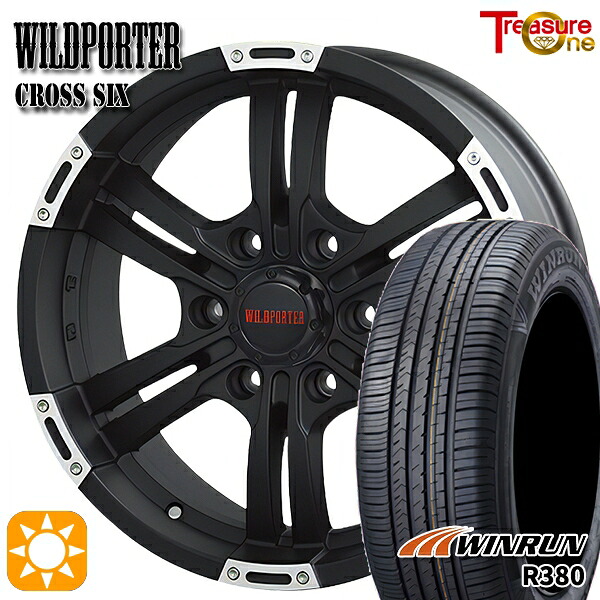 【取付対象】200系ハイエース 215/60R17 96V ウィンラン R380 トレジャーワン ワイルドポーター クロスシックス マットブラックポリッシュ 17インチ 6.5J 6H139.7 サマータイヤホイールセット