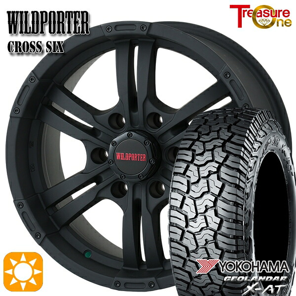 【取付対象】プラド ハイラックス 265/70R17 ヨコハマ ジオランダー X-AT G016 トレジャーワン ワイルドポーター クロスシックス マットブラック 17インチ 8.0J 6H139.7 +20 サマータイヤホイールセット ｜エムオートギャラリー
