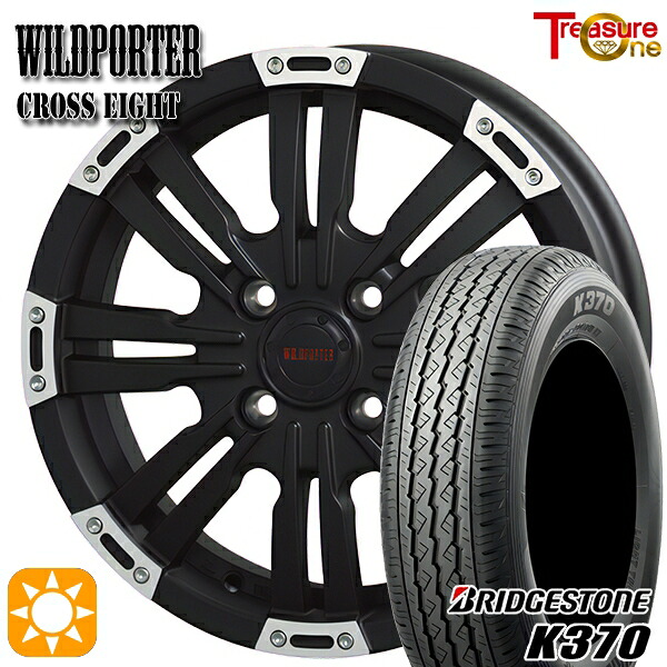 【取付対象】軽トラ 145/80R12 80/78N ブリヂストン K370 トレジャーワン ワイルドポーター クロスエイト マットブラックポリッシュ 12インチ 4.0J 4H100 サマータイヤホイールセット |エムオートギャラリー