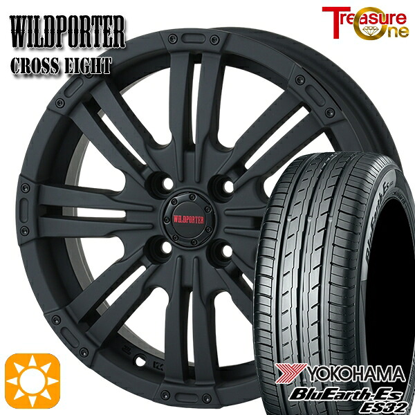【取付対象】エブリィワゴン 165/60R14 75T ヨコハマ ブルーアース ES32 トレジャーワン ワイルドポーター クロスエイト マットブラック 14インチ 4.5J 4H100 +45 サマータイヤホイールセット ｜エムオートギャラリー