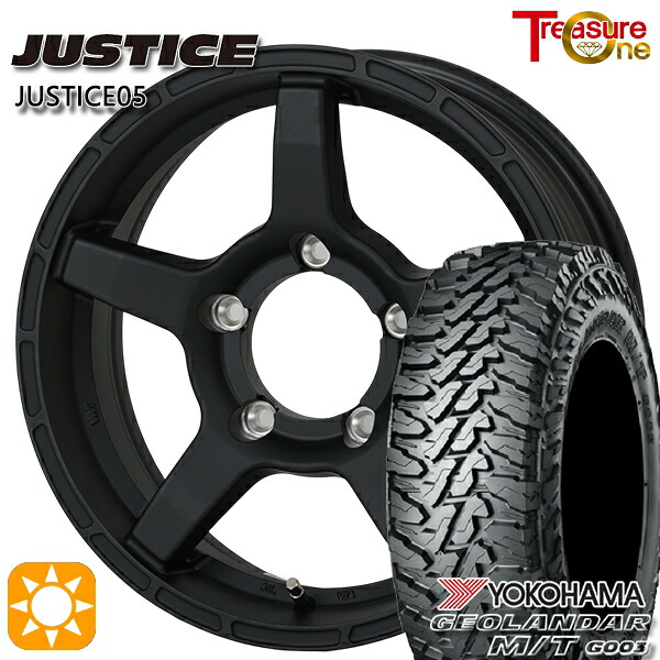 【取付対象】ジムニー 185/85R16 105/103N LT ヨコハマ ジオランダーM/T G003 トレジャーワン ジャスティス05 ブラック 16インチ 5.5J 5H139.7 +20 サマータイヤホイールセット |エムオートギャラリー