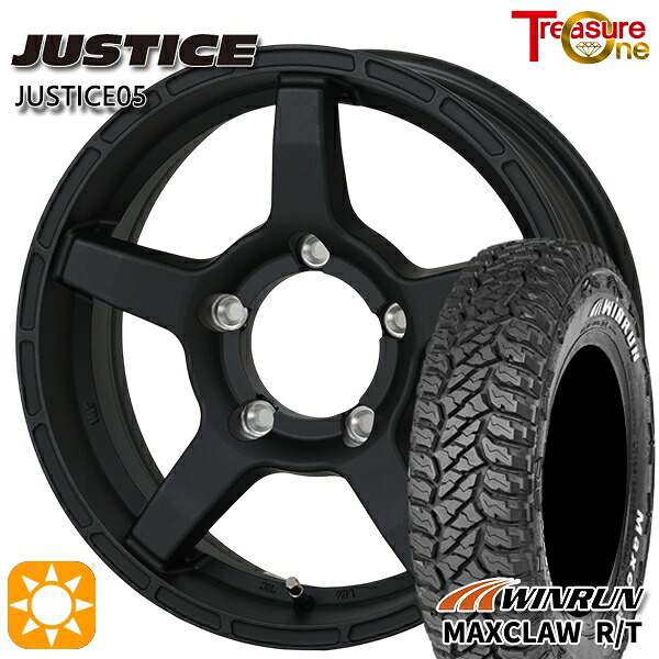 【取付対象】ジムニー 185/85R16 105/103N ウィンラン マックスクロウ R/T ホワイトレター トレジャーワン ジャスティス05 ブラック 16インチ 5.5J 5H139.7 +20 サマータイヤホイールセット |エムオートギャラリー