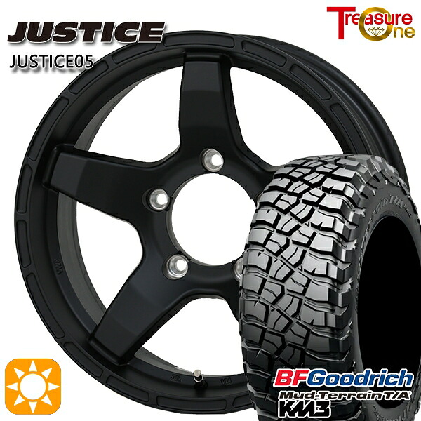 【取付対象】[5本セット]ジムニーシエラ ノマド 225/75R16 115/112Q RBL BFグッドリッチ マッドテレーン T/A KM3 トレジャーワン ジャスティス05 ブラック 16インチ 6.0J 5H139.7 -5 サマータイヤホイールセット ｜エムオートギャラリー