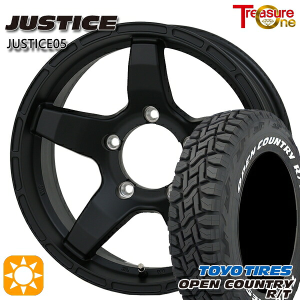【取付対象】ジムニーシエラ ノマド 235/70R16 106Q トーヨー オープンカントリー R/T ホワイトレター トレジャーワン ジャスティス05 ブラック 16インチ 6.0J 5H139.7 -5 サマータイヤホイールセット ｜エムオートギャラリー