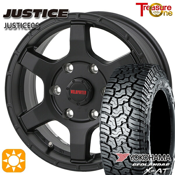 【取付対象】200系ハイエース 215/70R16 100/97Q ヨコハマ ジオランダー X-AT G016 トレジャーワン ジャスティス06 ブラック 16インチ 6.5J 6H139.7 +38 サマータイヤホイールセット