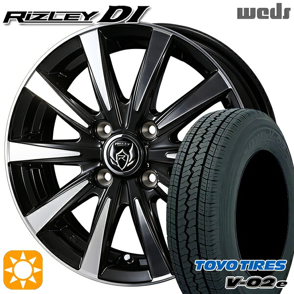 【取付対象】軽トラ 145/80R12 80/78N トーヨー V02E V-02E Weds ライツレーDI ブラックポリッシュ 12インチ 4.0J 4H100 サマータイヤホイールセット