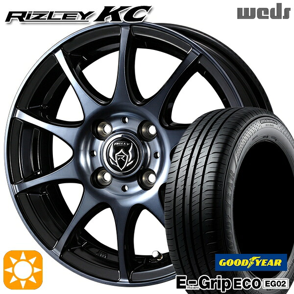 【取付対象】ルーミー 175/55R15 77V グッドイヤー エフィシェントグリップ EG02 Weds ライツレーKC ブラックポリッシュBC 15インチ 5.5J 4H100 +42サマータイヤホイールセット ｜エムオートギャラリー