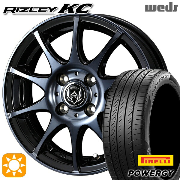 【取付対象】フィット 185/60R15 84H ピレリ パワジー Weds ライツレーKC ブラックポリッシュBC 15インチ 5.5J 4H100 +50 サマータイヤホイールセット