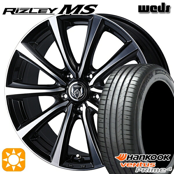 【取付対象】215/50R17 95W XL ハンコック veNtus PRime4 K135 Weds ライツレーMS ブラックメタリックポリッシュ 17インチ 7.0J 5H114.3 サマータイヤホイールセット