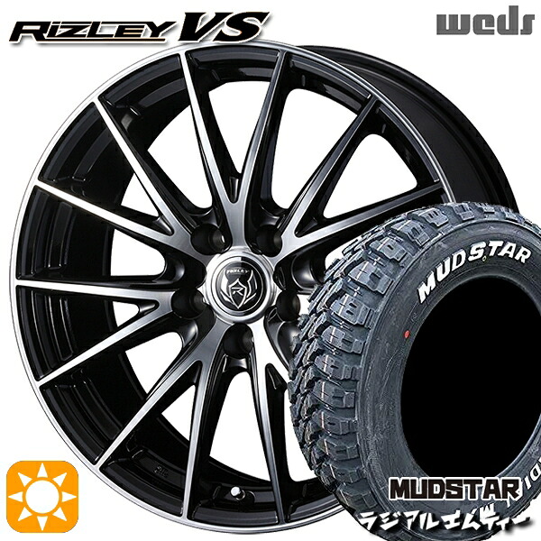 【取付対象】215/70R16 100T マッドスター ラジアル M/T ホワイトレター Weds ライツレーVS ブラックメタリックポリッシュ 16インチ 6.5J 5H114.3 サマータイヤホイールセット |エムオートギャラリー