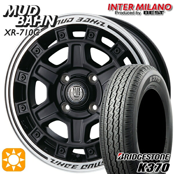 【取付対象】軽トラ 145/80R12 80/78N ブリヂストンK370 インターミラノ マッドバーン XR-710C MBK/RP 12インチ 4.0J 4H100 +42 サマータイヤホイールセット ｜エムオートギャラリー