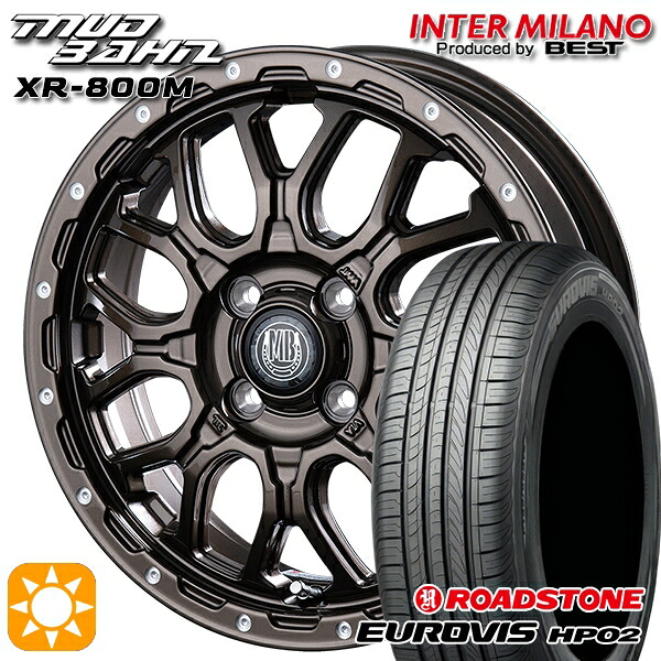 【取付対象】165/60R15 ネクセン ロードストーン ユーロビズ HP02 インターミラノ マッドバーン XR-800M GBR/PP 15インチ 4.5J 4H100 サマータイヤホイールセット
