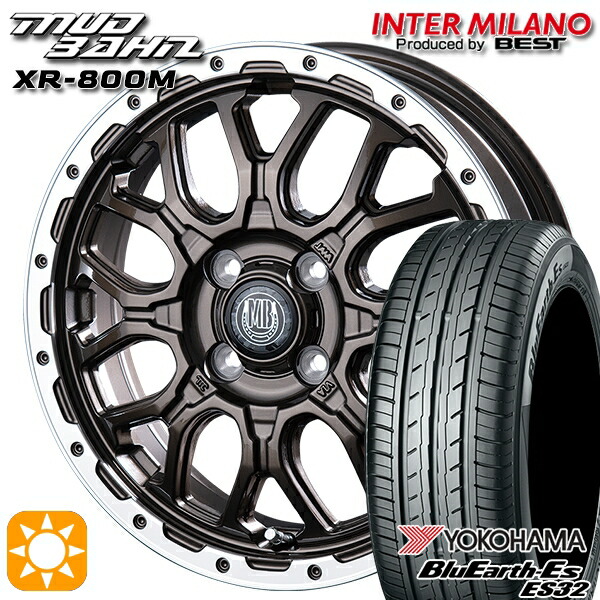 【取付対象】165/50R15 73V ヨコハマ ブルーアース ES32 インターミラノ マッドバーン XR-800M GBR/RP 15インチ 4.5J 4H100 サマータイヤホイールセット