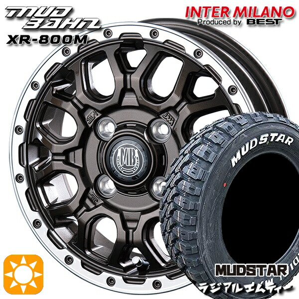 【取付対象】軽トラ 145/80R12 80/78N マッドスター ラジアル M/T ホワイトレター インターミラノ マッドバーン XR-800M GBR/RP 12インチ 4.0J 4H100 サマータイヤホイールセット ｜エムオートギャラリー 49,320円