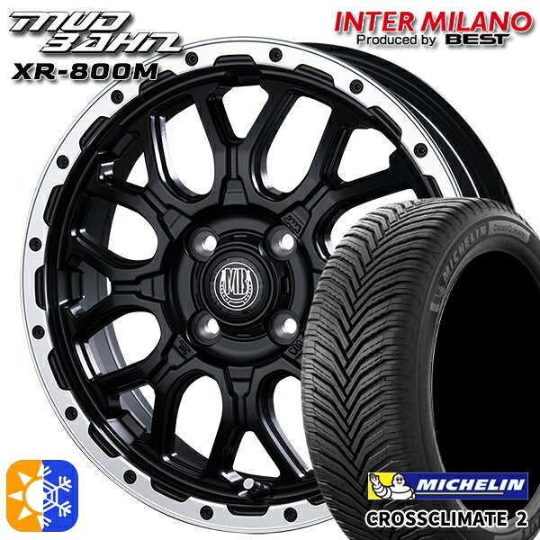 185/55R16 83V ミシュラン クロスクライメート2 インターミラノ マッドバーン XR-800M MBK/RP 16インチ 6.5J 4H100 オールシーズンタイヤホイールセット