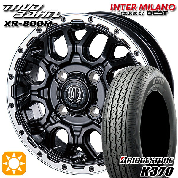 【取付対象】軽トラ 145/80R12 80/78N ブリヂストン K370 インターミラノ マッドバーン XR-800M MBK/RP 12インチ 4.0J 4H100 サマータイヤホイールセット