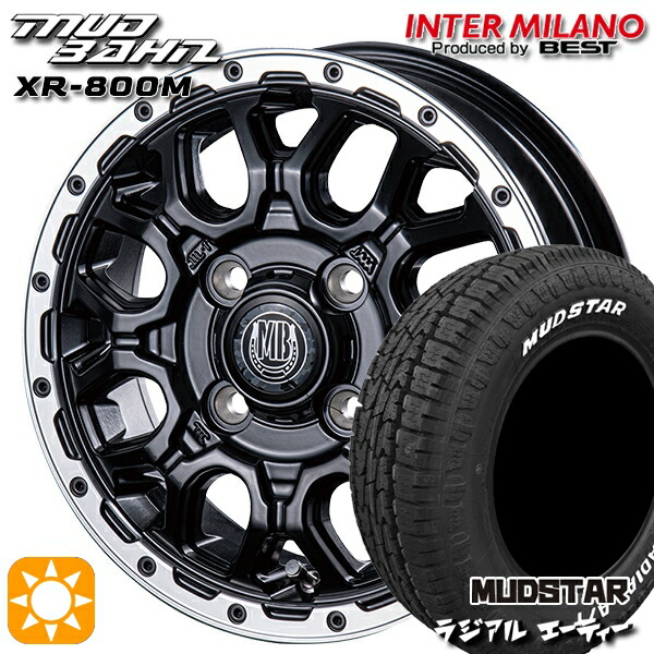 【取付対象】軽トラ 145/80R12 80/78N LT マッドスター ラジアル A/T ホワイトレター インターミラノ マッドバーン XR-800M MBK/RP 12インチ 4.0J 4H100 サマータイヤホイールセット