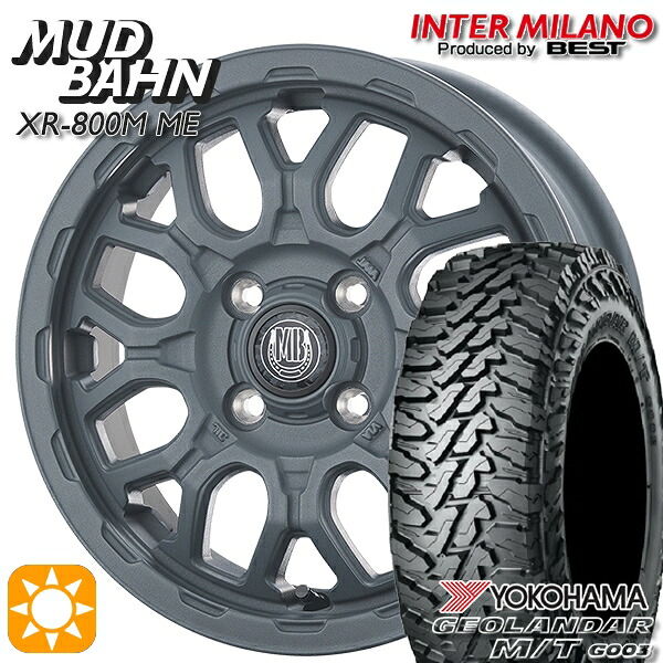 【取付対象】軽トラ 145/80R12 80/78N LT ヨコハマ ジオランダーM/T G003 インターミラノ マッドバーン XR-800M ME チッピンググレー（CGY）12インチ 4.0J 4H100 +42 サマータイヤホイールセット ｜エムオートギャラリー