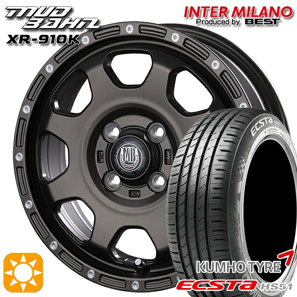 【取付対象】165/50R15 76V XL クムホ エクスタ HS51 インターミラノ マッドバーン XR-910K MBR/PP 15インチ 4.5J 4H100 サマータイヤホイールセット