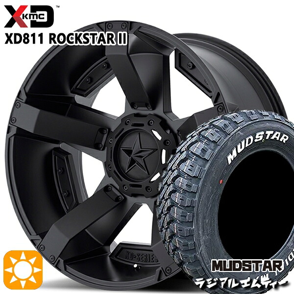 【取付対象】225/65R17 102T マッドスター ラジアルM/T KMC XD811 ROCKSTAR II 17インチ 8.0J 5H114.3 MATTEBLACK(w/Matte BK Accents) サマータイヤホイールセット