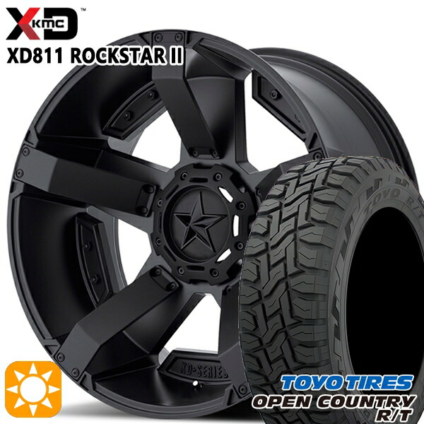 【取付対象】225/65R17 102Q トーヨー オープンカントリー R/T KMC XD811 ROCKSTAR II 17インチ 8.0J 5H114.3 MATTEBLACK(w/Matte BK Accents) サマータイヤホイールセット