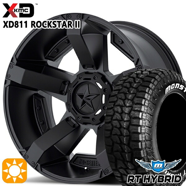 【取付対象】JEEPラングラー 285/70R17 121/118Q RWL モンスタ RTハイブリッド KMC XD811 ROCKSTAR II 17インチ 8.0J 5H127 MATTEBLACK(w/Matte BK Accents) サマータイヤホイールセット