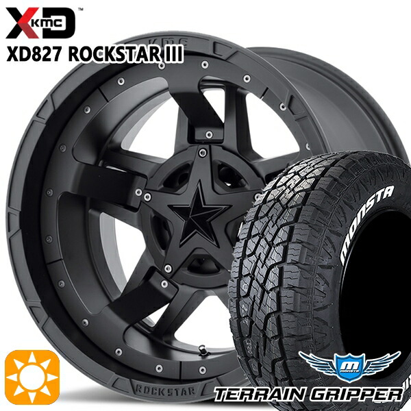 【取付対象】JEEPラングラー 285/70R17 121/118R LT モンスタ テレーングリッパー KMC XD827 ROCKSTAR III 17インチ 8.0J 5H127 MATTE BLACK(w/Black Accents) サマータイヤホイールセット