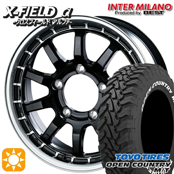 【取付対象】ジムニーJB23/64 225/75R16 103/100Q トーヨー オープンカントリー M/T インターミラノ クロスフィールドアルファ BK/RP 16インチ 5.5J 5H139.7 +20 サマータイヤホイールセット ｜エムオートギャラリー