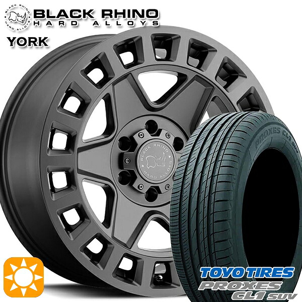 【取付対象】225/65R17 102H トーヨー プロクセス CL1 SUV ブラックライノ YORK ヨーク 17インチ 8.0J 5H114.3 MATTE GUNMETAL サマータイヤホイールセット