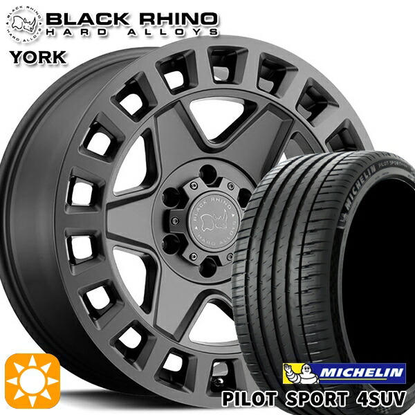 【取付対象】225/65R17 106V XL ミシュラン パイロットスポーツ 4SUV ブラックライノ YORK ヨーク 17インチ 8.0J 5H114.3 MATTE GUNMETAL サマータイヤホイールセット