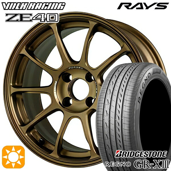 【取付対象】アクア デミオ ノート 195/55R16 91V XL ブリヂストン レグノ GR-X3 RAYS ボルクレーシング ZE40 BR 16インチ 7.0J 4H100 サマータイヤホイールセット