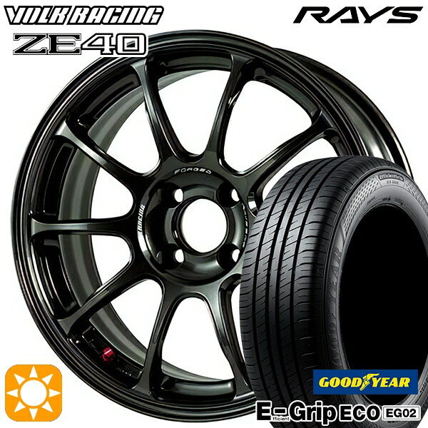 【取付対象】アクア デミオ ノート 195/55R16 87V グッドイヤー エフィシェントグリップ EG02 RAYS ボルクレーシング ZE40 MM 16インチ 7.0J 4H100 サマータイヤホイールセット ｜エムオートギャラリー
