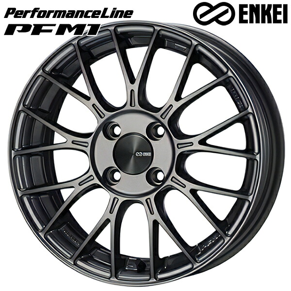 15インチ 6.0J 4H100 +45 ENKEI エンケイ パフォーマンスライン PFM1 ダークシルバー アルミホイール単品 4本（1台分）送料無料 ｜エムオートギャラリー