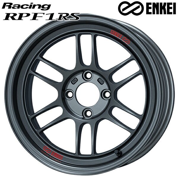 15インチ 8.0J 4H100 +28 ENKEI エンケイ レーシング RPF1RS マットダークガンメタ アルミホイール単品 4本（1台分）送料無料