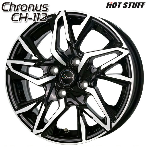 15インチ 5.5J 4H100 +43 HotStuff ホットスタッフ クロノス CH-112 メタリックブラックポリッシュ アルミホイール単品 4本(1台分)送料無料 |エムオートギャラリー