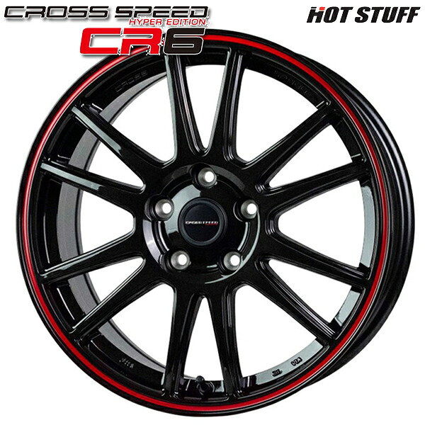 18インチ 8.0J 5H114.3 +45 HotStuff ホットスタッフ クロススピード CR6 グロスガンメタ/レッドライン アルミホイール単品 4本（1台分）送料無料